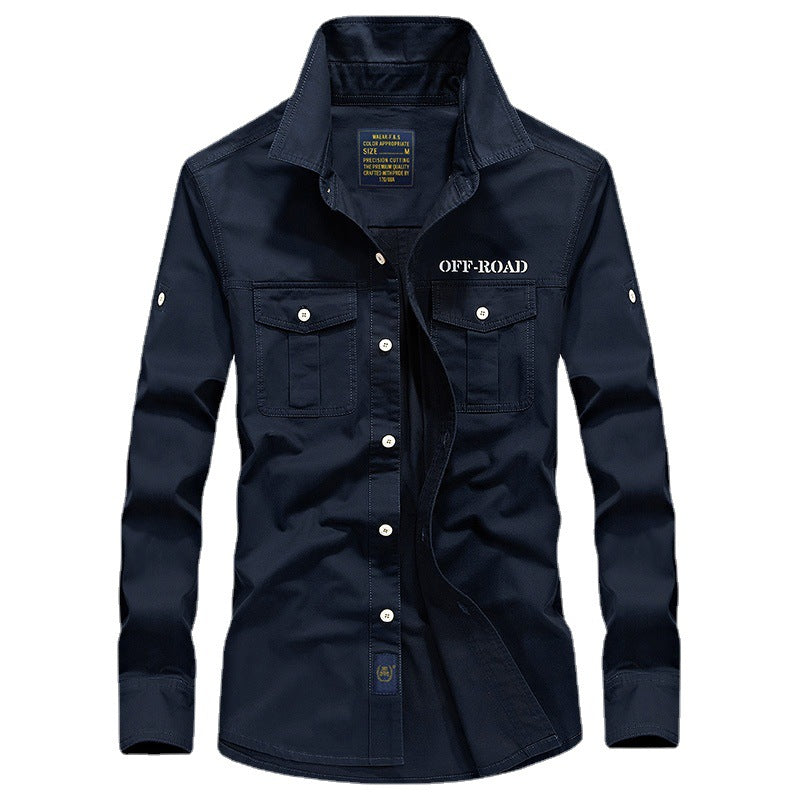 Herren Baumwoll-Utility-Hemd mit Pattentaschen und legerer Passform Drune