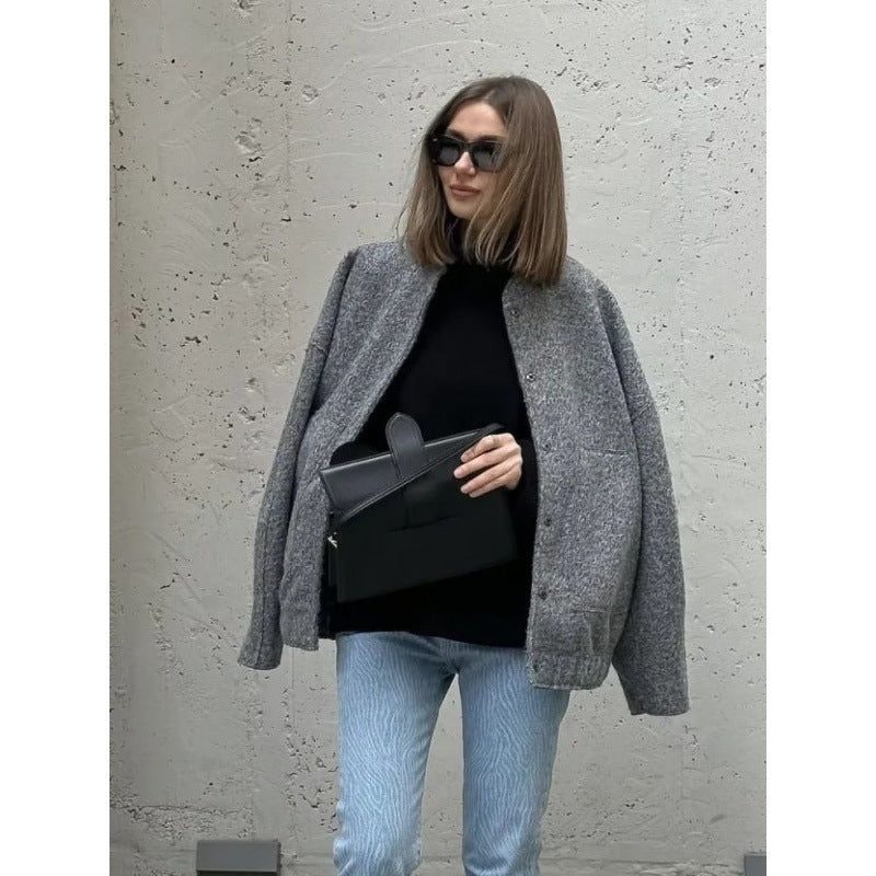 Damen coole Oversize-Jacke aus weichem Wollmix Drune