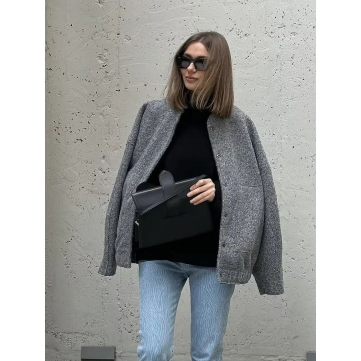 Damen coole Oversize-Jacke aus weichem Wollmix Drune