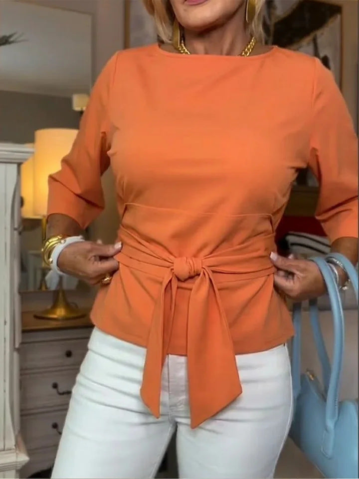 Damen Elegante Bluse mit Schleifen-Detail Drune