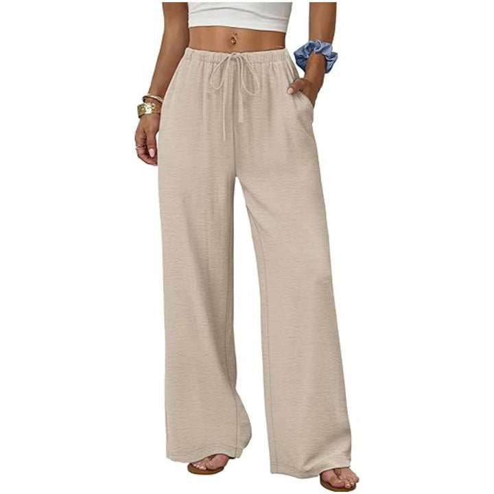 Damen Lounge-Hose mit weitem Bein, elastischem Bund und Eingrifftaschen Drune