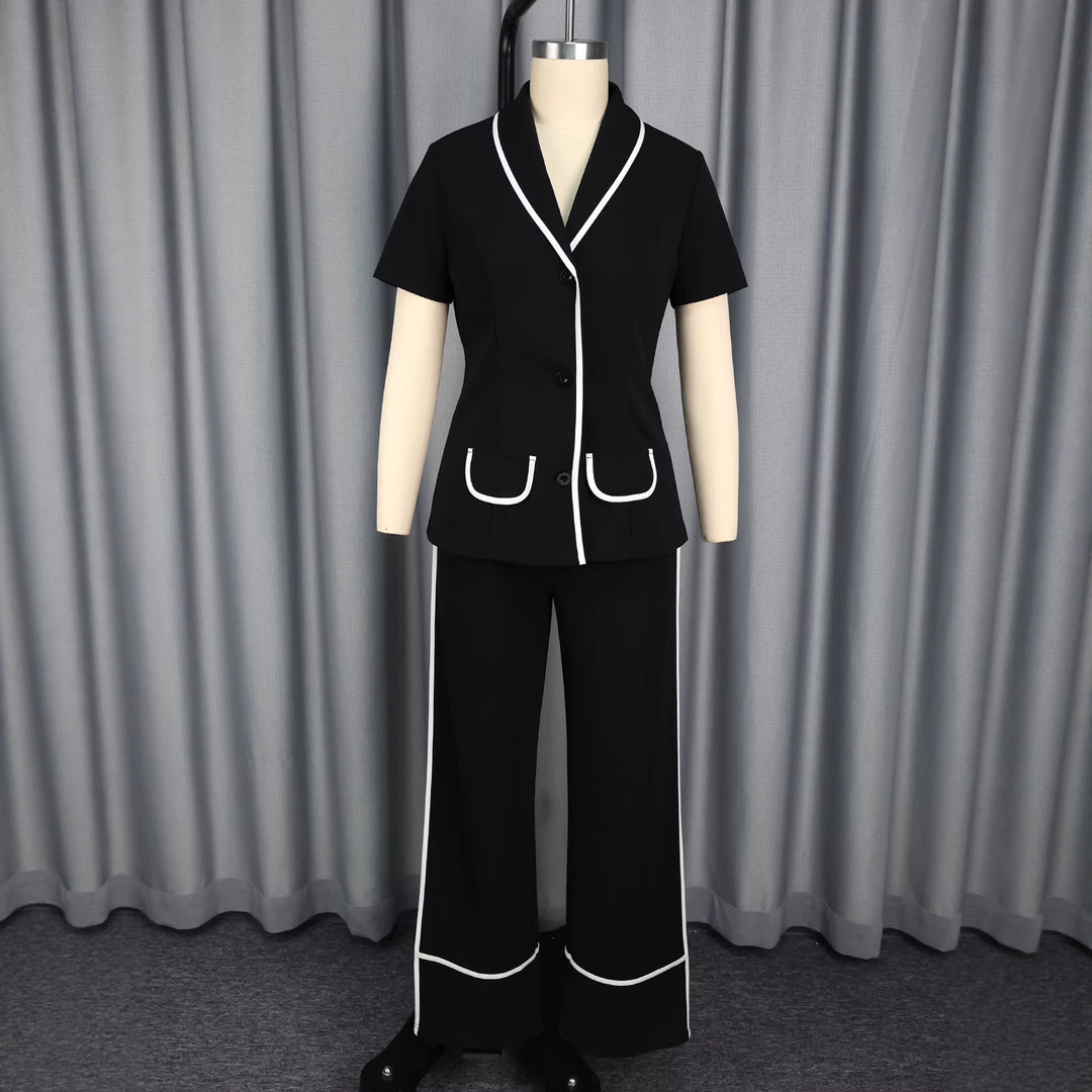 Damen Elegantes Blazer-Set mit kontrastierenden Akzenten Drune
