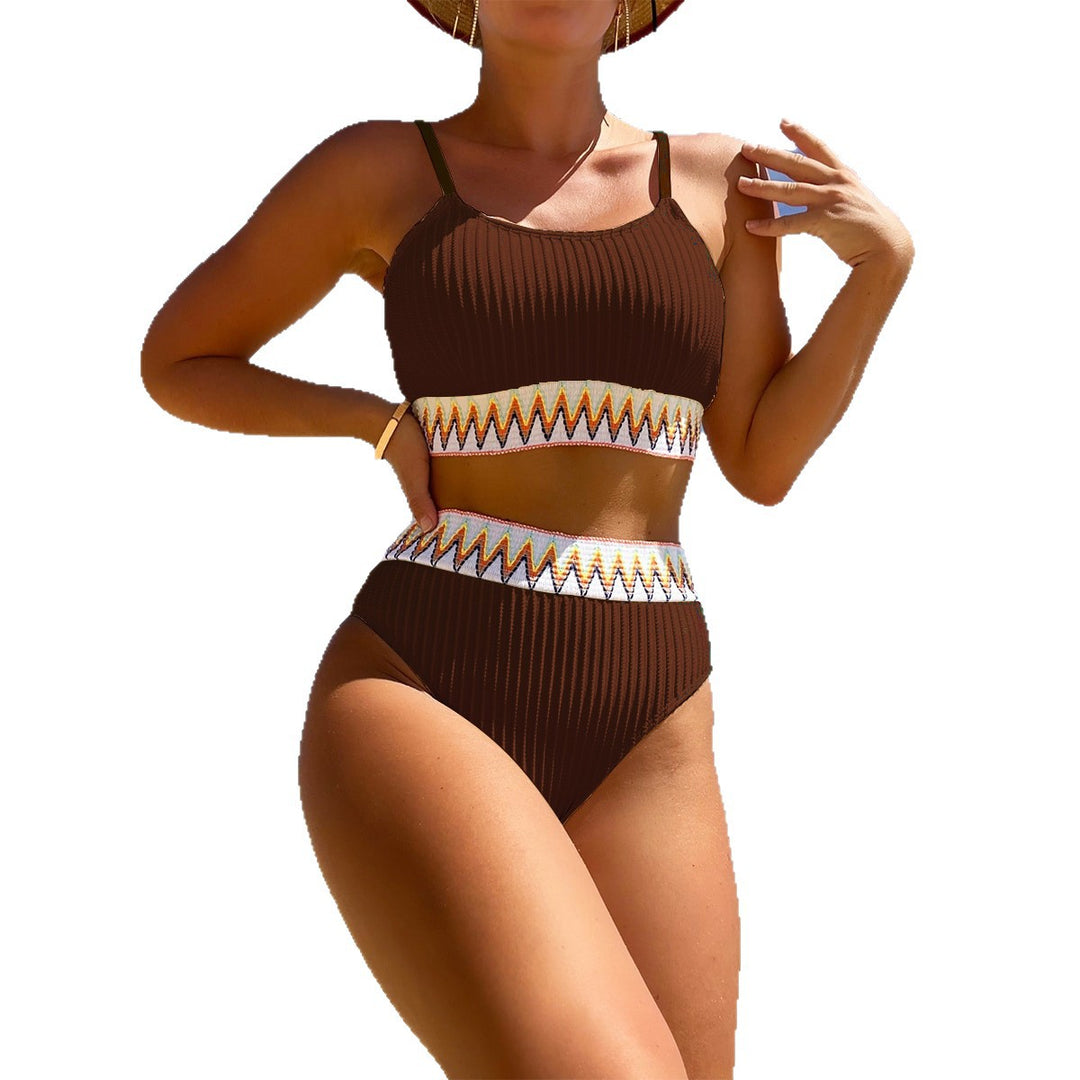 Damen Hochtaillierter Bikini mit geometrischem Muster Drune