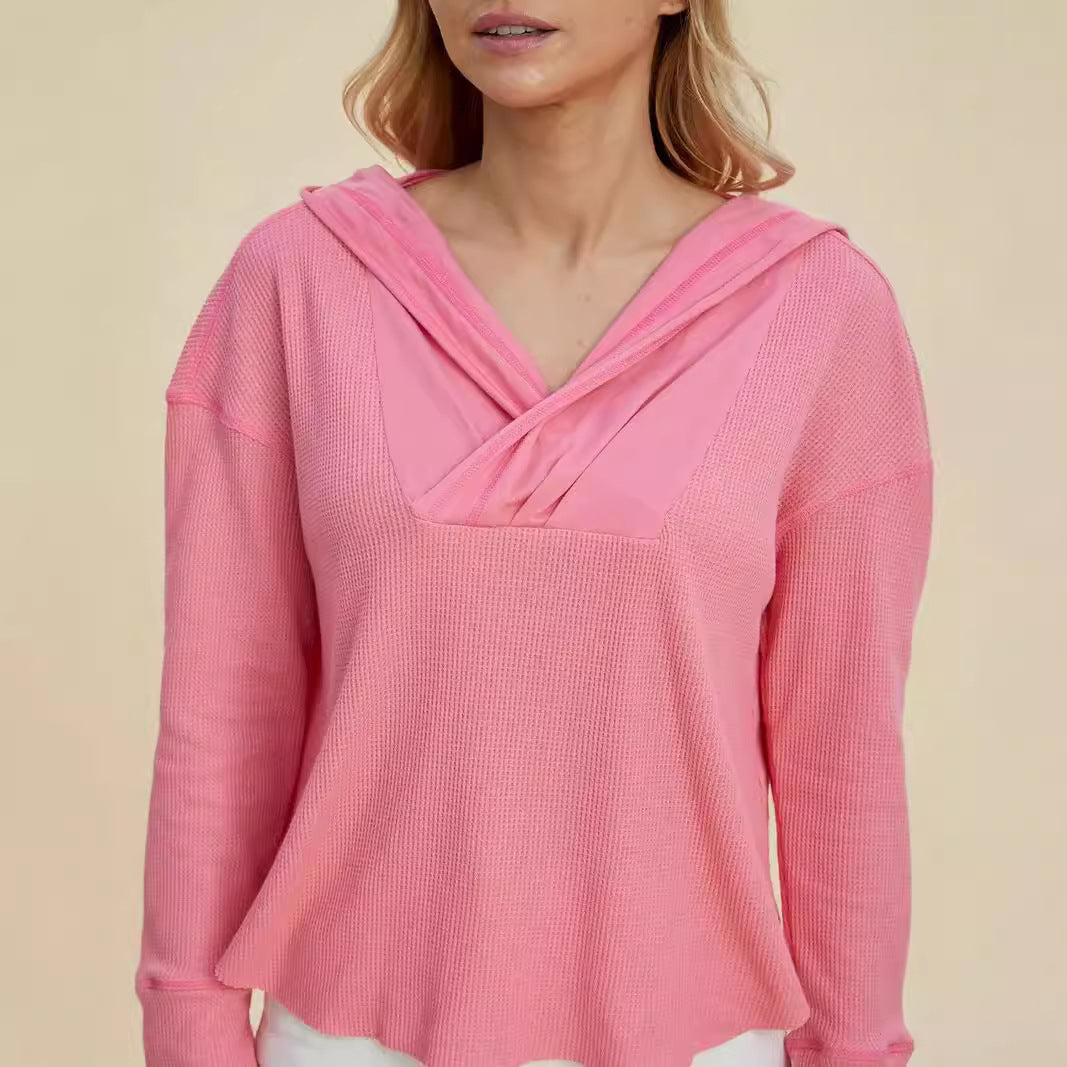 Damen Freizeit Hoodie mit raffiniertem Ausschnitt Drune