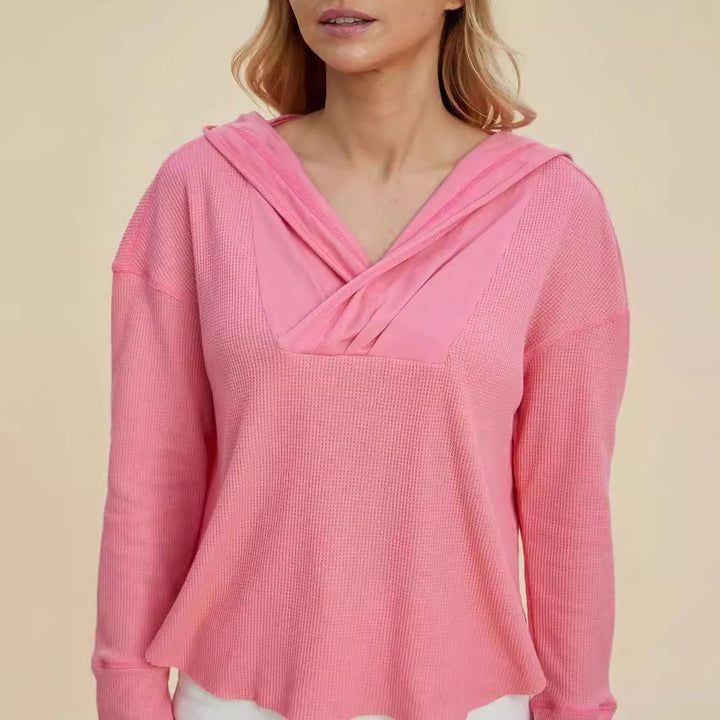 Damen Freizeit Hoodie mit raffiniertem Ausschnitt Drune