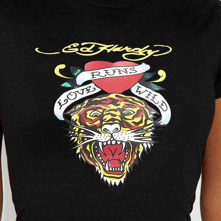 Damen T-Shirt mit kreativem Tiger-Motiv und inspirierendem Schriftzug Drune