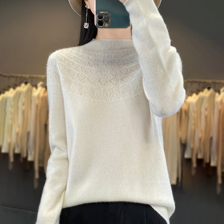 Damen Kuscheliger Mohair‑Optik Pullover mit Zierstruktur am Oberteil und Stehkragen Drune