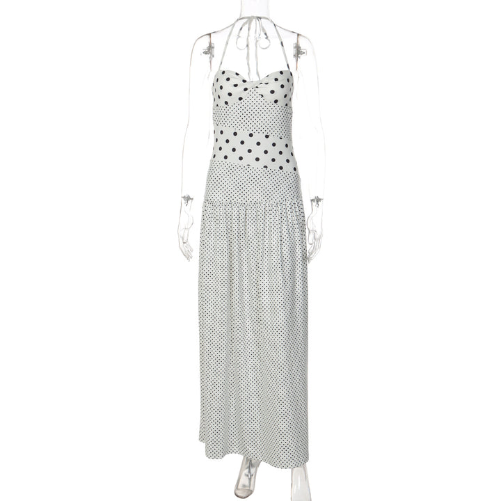Damen Maxikleid mit verspielten Polka-Dots und schickem Halterdesign Drune