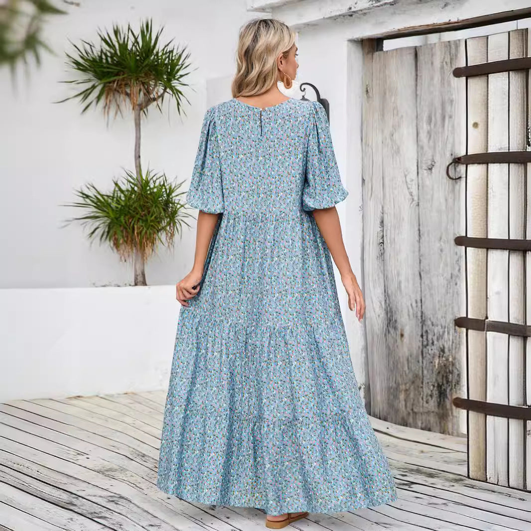 Damen Maxikleid mit Volant und floralen Details Drune