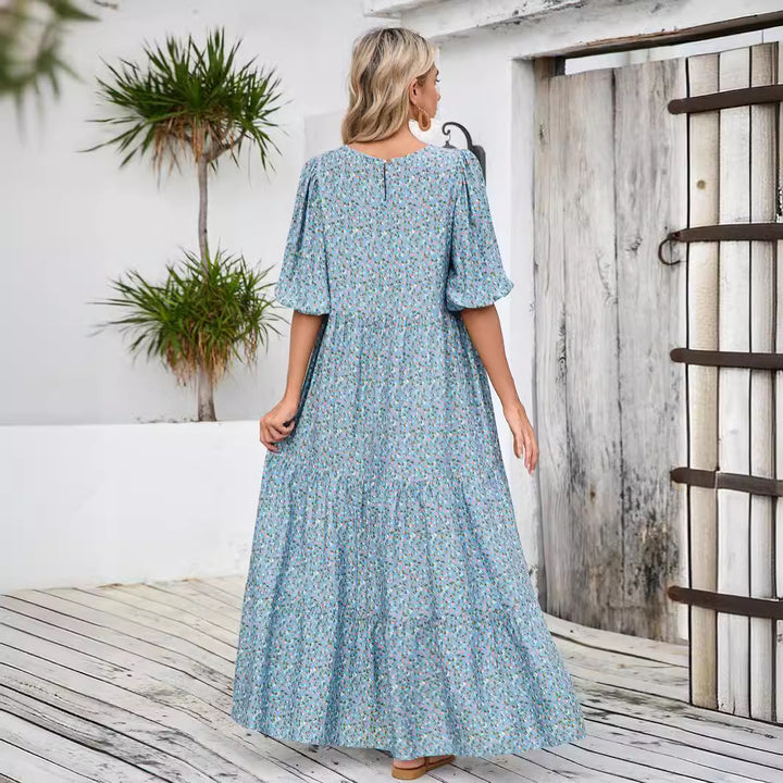 Damen Maxikleid mit Volant und floralen Details Drune
