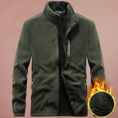 Herren Fleecejacke mit durchgehendem Reißverschluss, Stehkragen und Eingrifftaschen Drune