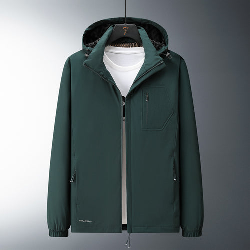 Herren Urban-minimalistische Softshell-Kapuzenjacke mit verdeckten Reißverschlüssen und elastischem Saum Drune