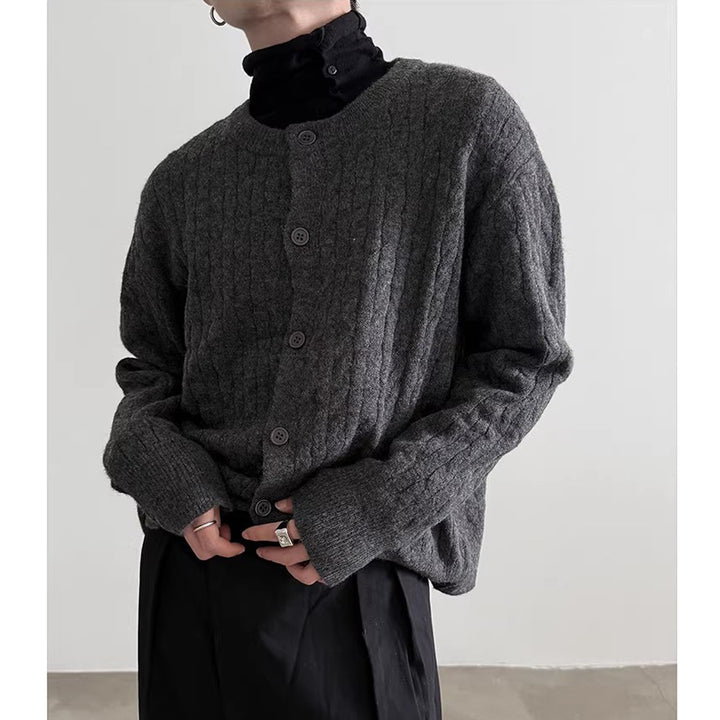 Herren Gemütlicher Strickjacke mit Knopfleiste Drune
