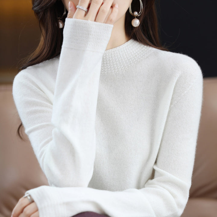 Damen Leichter Feinstrick-Mockneckpullover mit strukturierter Kragenblende Drune