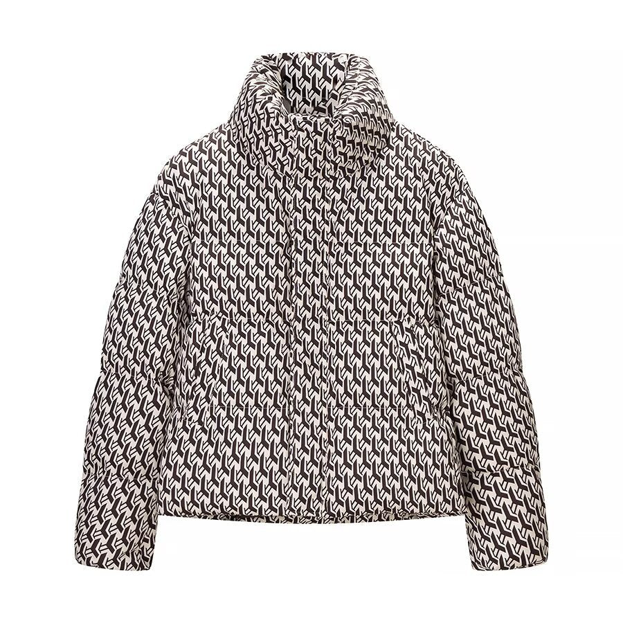 Damen Gemusterte Steppjacke mit hohem Stehkragen und leichter Daunenoptik Drune