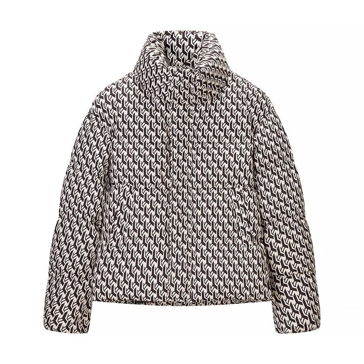 Damen Gemusterte Steppjacke mit hohem Stehkragen und leichter Daunenoptik Drune