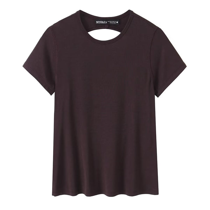 Damen Freizeit T-Shirt mit modernem Rückenausschnitt und hochwertiger Baumwolle Drune