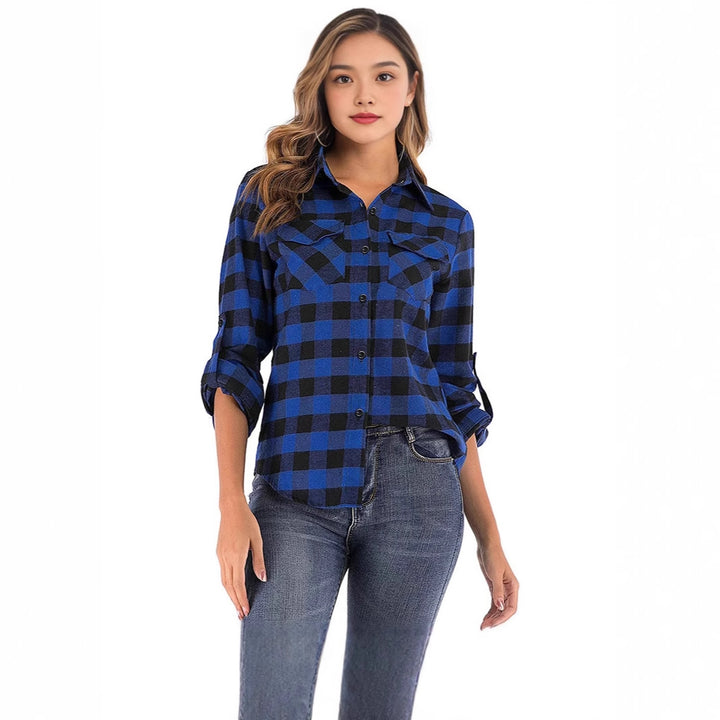 Damen Karierte Flanellbluse Drune