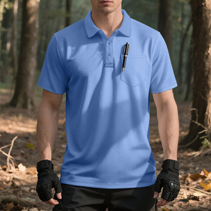 Herren nan funktionelles Kurzarm-Poloshirt mit Brusttasche, eingearbeiteter Stiftlasche und mikroperforierter Belüftung Drune