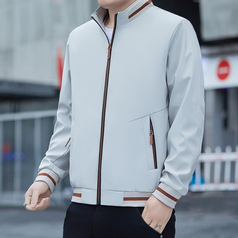 Herren Leichte Urban-Bomberjacke aus Softshell mit Stehkragen, Reißverschlusstaschen & kontrastierten Bündchen Drune