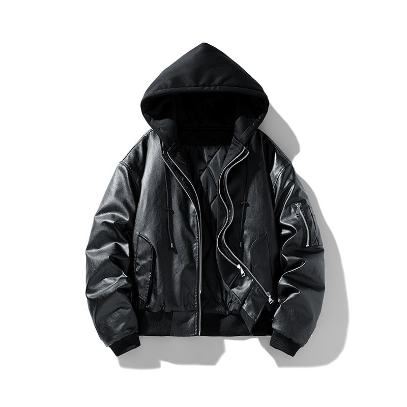 Herren Kapuzen-Bomberjacke mit Wildlederoptik, gesteppter Thermofütterung und Ärmeltasche Drune
