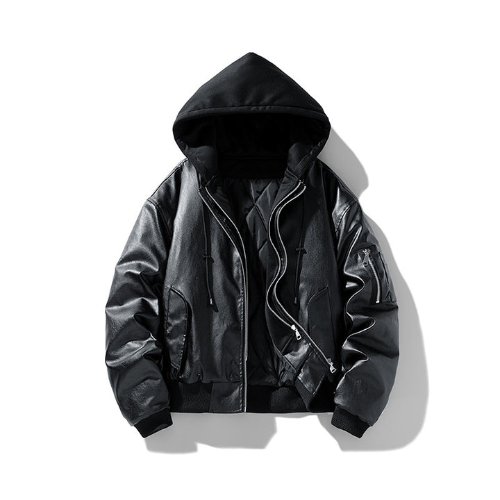 Herren Kapuzen-Bomberjacke mit Wildlederoptik, gesteppter Thermofütterung und Ärmeltasche Drune