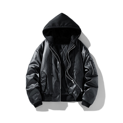 Herren Kapuzen-Bomberjacke mit Wildlederoptik, gesteppter Thermofütterung und Ärmeltasche Drune