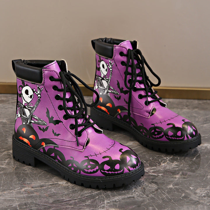 Damen Halloween-Stiefel mit kreativen Motiven und rutschfester Sohle Drune