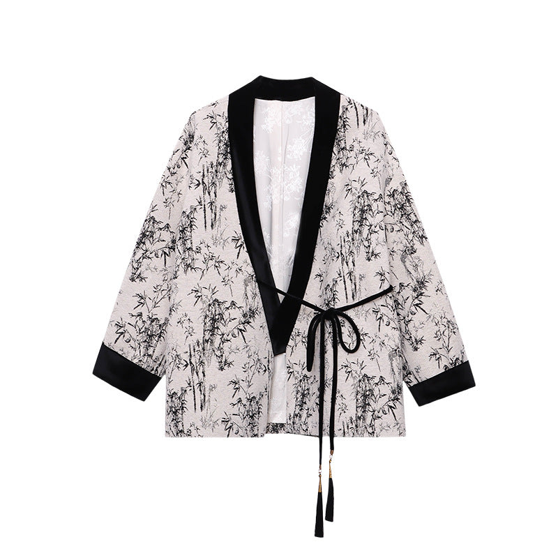 Damen elegante Wickeljacke mit dekorativen Verzierungen und glamourösem Design Drune