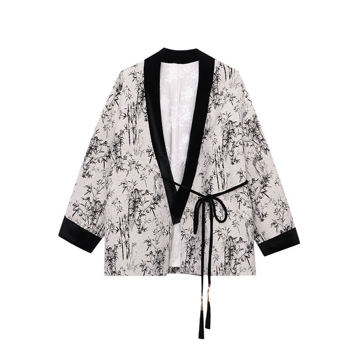 Damen elegante Wickeljacke mit dekorativen Verzierungen und glamourösem Design Drune