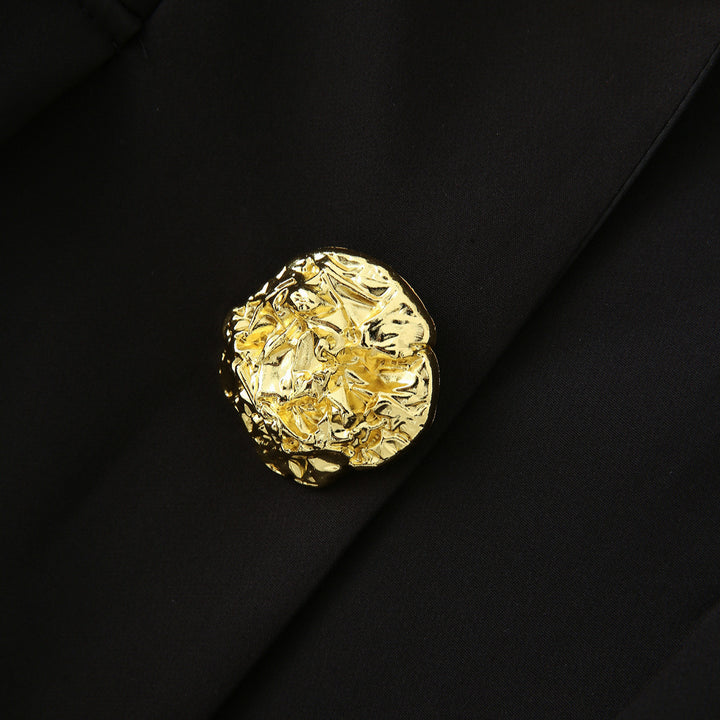 Damen nan taillierter Longblazer mit Schalkragen markanten Schmuckknöpfen und Pattentaschen Drune