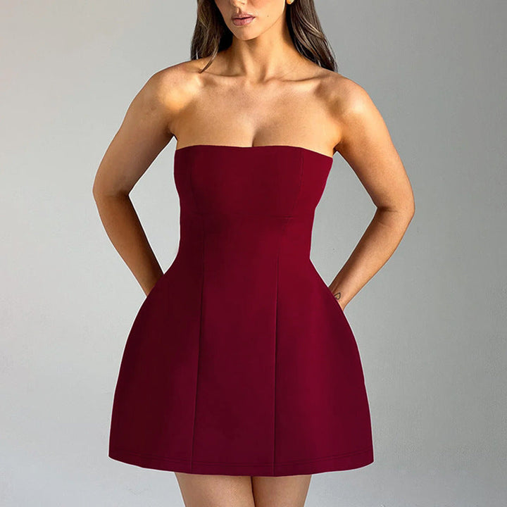 Damen Minikleid mit strukturierter Corsage und tiefem Ausschnitt Drune