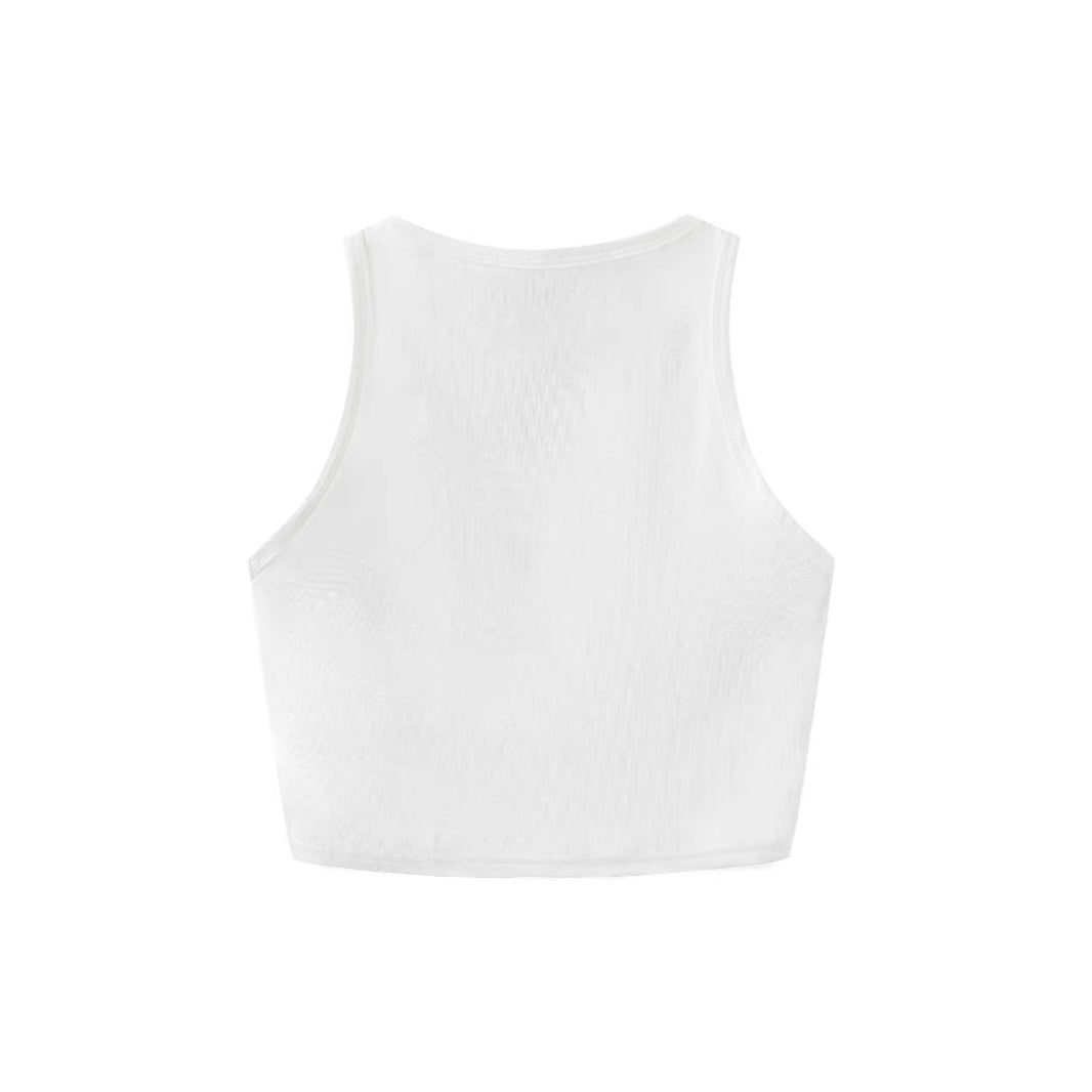 Damen Crop-Top mit kreativem Statementdruck Drune