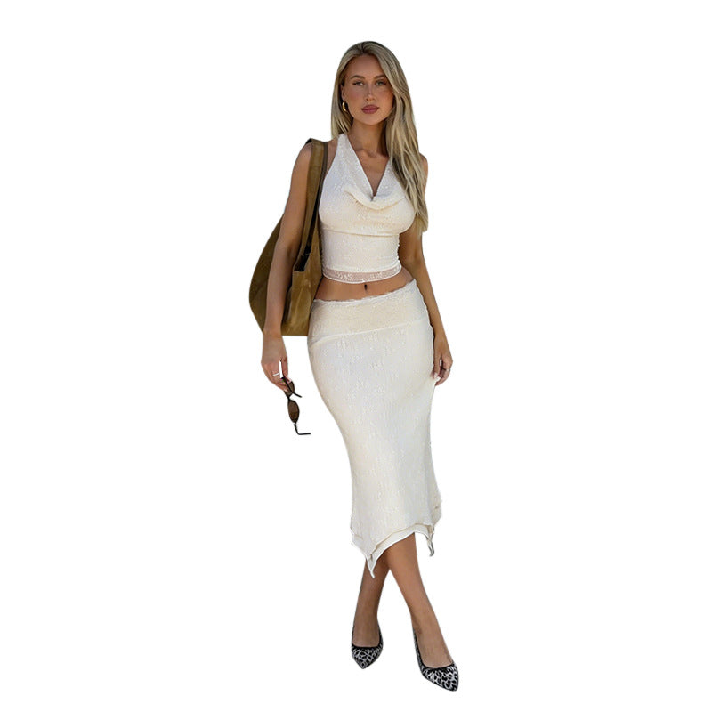 Damen elegantes Zweiteiler-Set mit schickem Top und figurbetontem Bleistiftrock Drune
