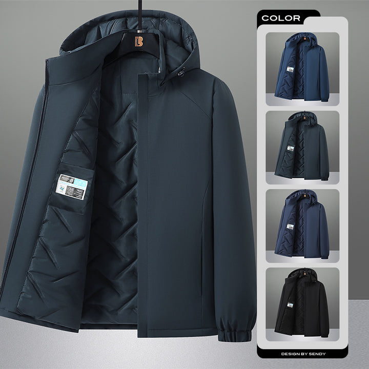 Herren wasserabweisender Urban-Softshell-Kapuzenblouson mit leicht wattierter Steppinnenlage, verdecktem Reißverschluss und elastischen Bündchen Drune