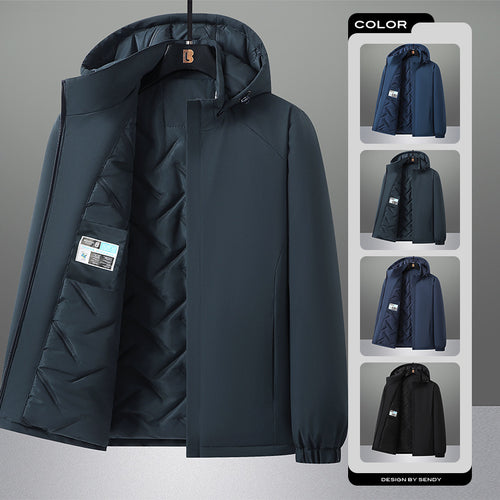 Herren wasserabweisender Urban-Softshell-Kapuzenblouson mit leicht wattierter Steppinnenlage, verdecktem Reißverschluss und elastischen Bündchen Drune