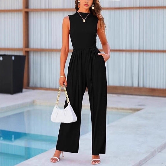Damen eleganter Jumpsuit mit weitem Bein und taillierter Silhouette Drune