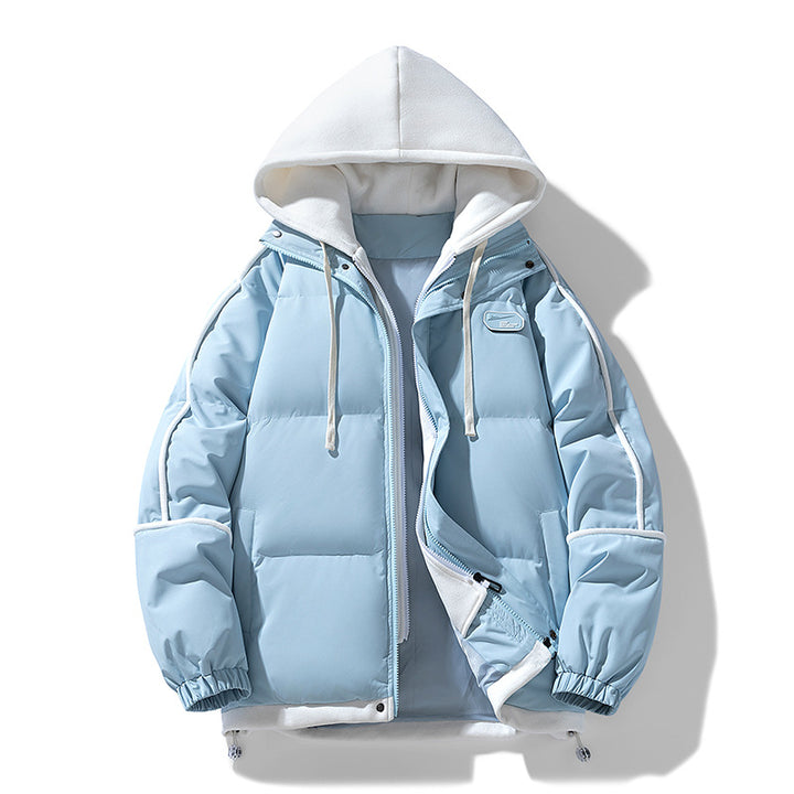 Damen Kurz geschnittene Steppjacke mit kontrastierender Fleece‑Kapuze und Kordelzug Drune