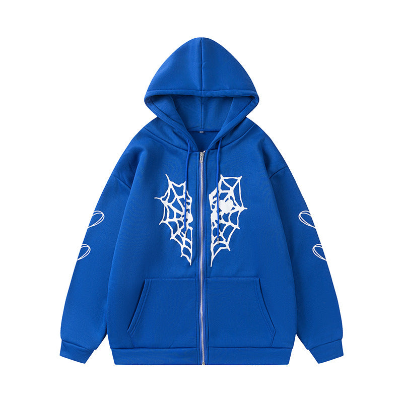 Damen Kapuzenjacke mit auffälligem Spinnenmotiv und praktischen Taschen Drune