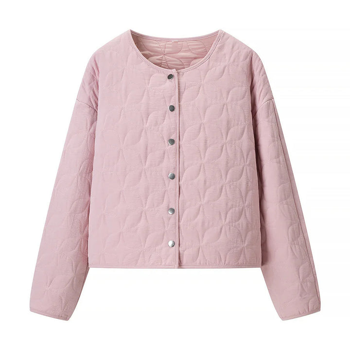 Damen nan gesteppte Boxy-Übergangsjacke mit floraler Steppstruktur, leicht wattiertem Innenfutter und Druckknopfleiste Drune