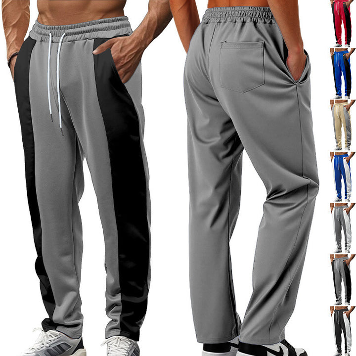 Herren nan sportive Trackpants mit seitlichen Kontrastbahnen elastischem Bund Kordelzug und Hirschstickerei Drune