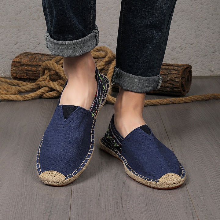 Damen Espadrilles-Slipper aus Canvas mit gewebtem Fersenbereich und geflochtener Jute-Sohle Drune
