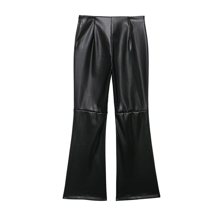 Damen hochgeschnittene ausgestellte Kunstlederhose mit Schnürungsdetail in der Taille Drune