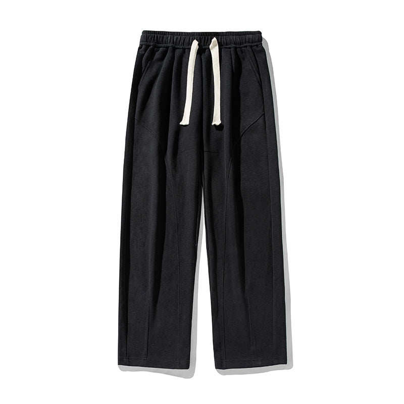 Unisex Weite Relaxed-Freizeit-Hose mit elastischem Bund, Tunnelzug und markanten Bügelfalten Drune