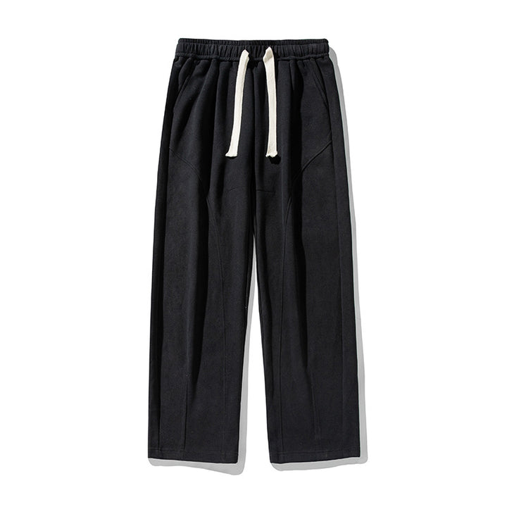 Unisex Weite Relaxed-Freizeit-Hose mit elastischem Bund, Tunnelzug und markanten Bügelfalten Drune