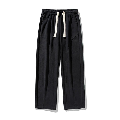 Unisex Weite Relaxed-Freizeit-Hose mit elastischem Bund, Tunnelzug und markanten Bügelfalten Drune