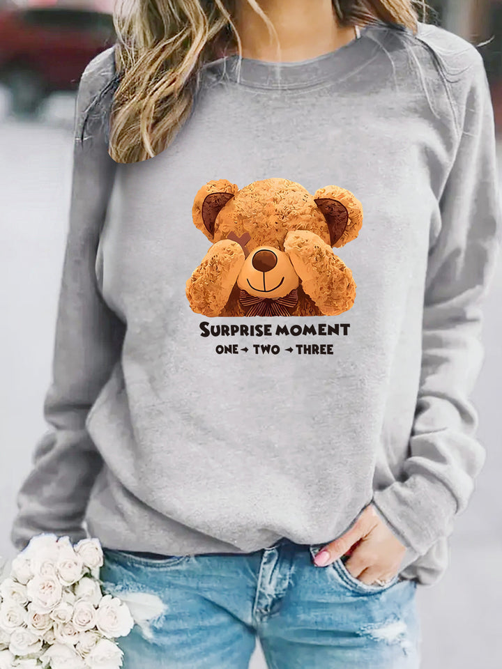 Damen Sweatshirt mit niedlichem Bärenmotiv und modernem Schriftzug Drune