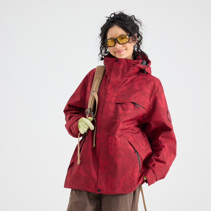 Herren Wasserdichte Outdoor-Softshelljacke mit Kapuze, hohem Stehkragen & Reißverschlusstaschen Drune