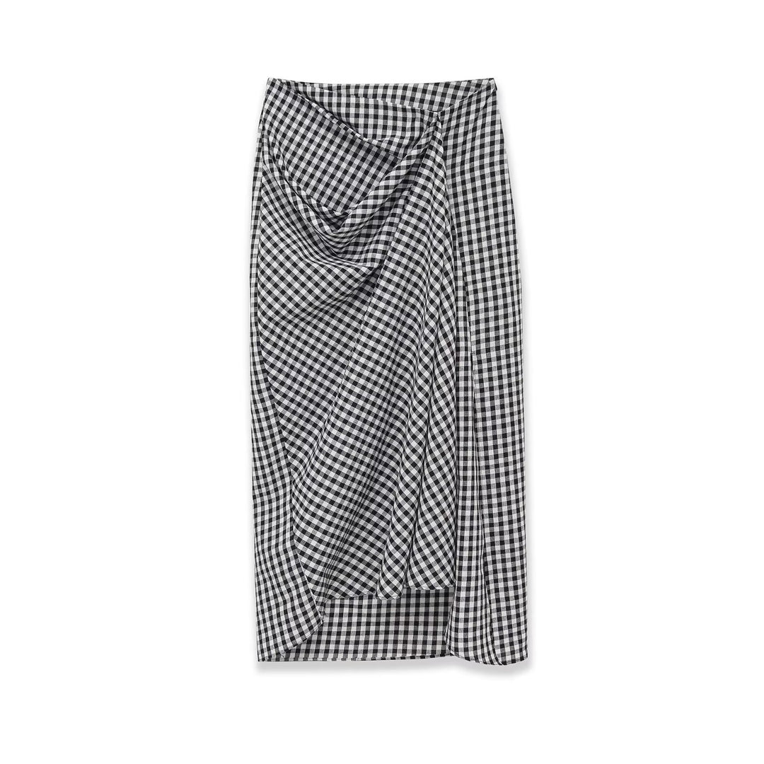 Damen Midirock mit Wickeldetail und Vichy-Karos Drune