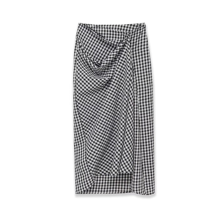 Damen Midirock mit Wickeldetail und Vichy-Karos Drune